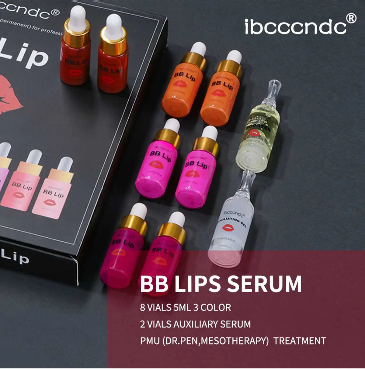 ibcccndc BB Lips Ampoule Serum Starter Kit – Semi-Permanent Gloss & Lip Tint Set (10pcs)
