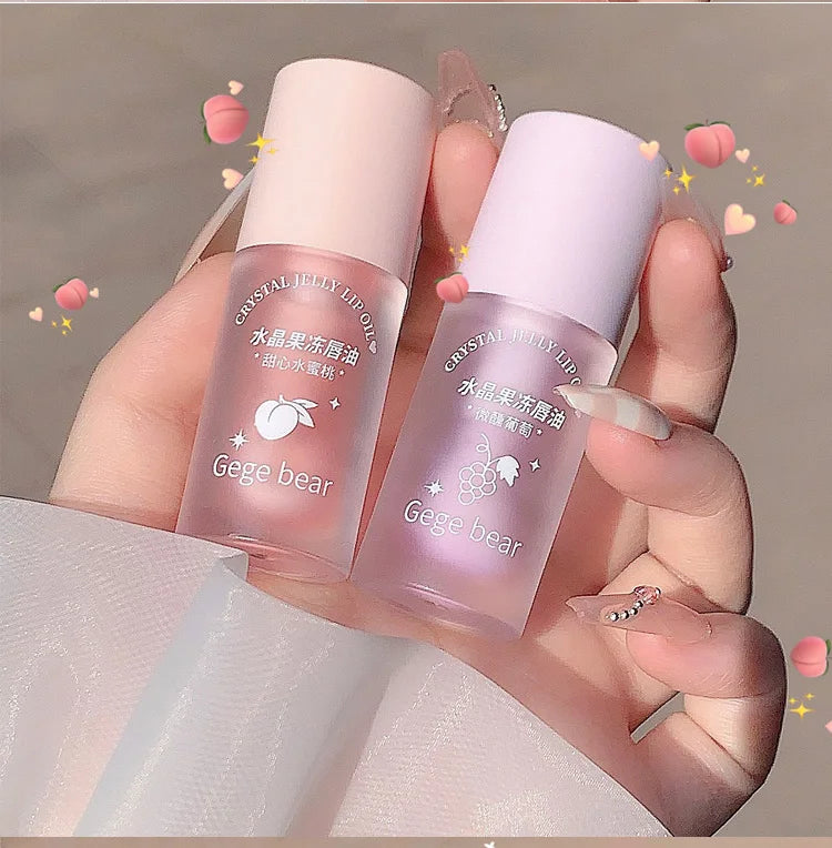 Aceite labial Crystal Jelly de Gege Bear: brillo hidratante de frutas para labios suaves y nutridos.