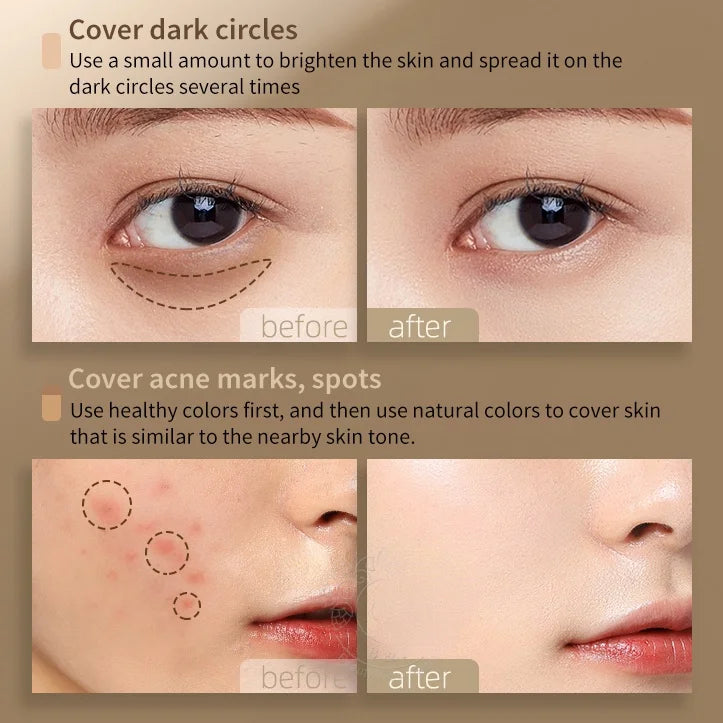 MAFFICK 3-Color Concealer Palette – Dark Circle & Blemish Coverage, Waterproof
