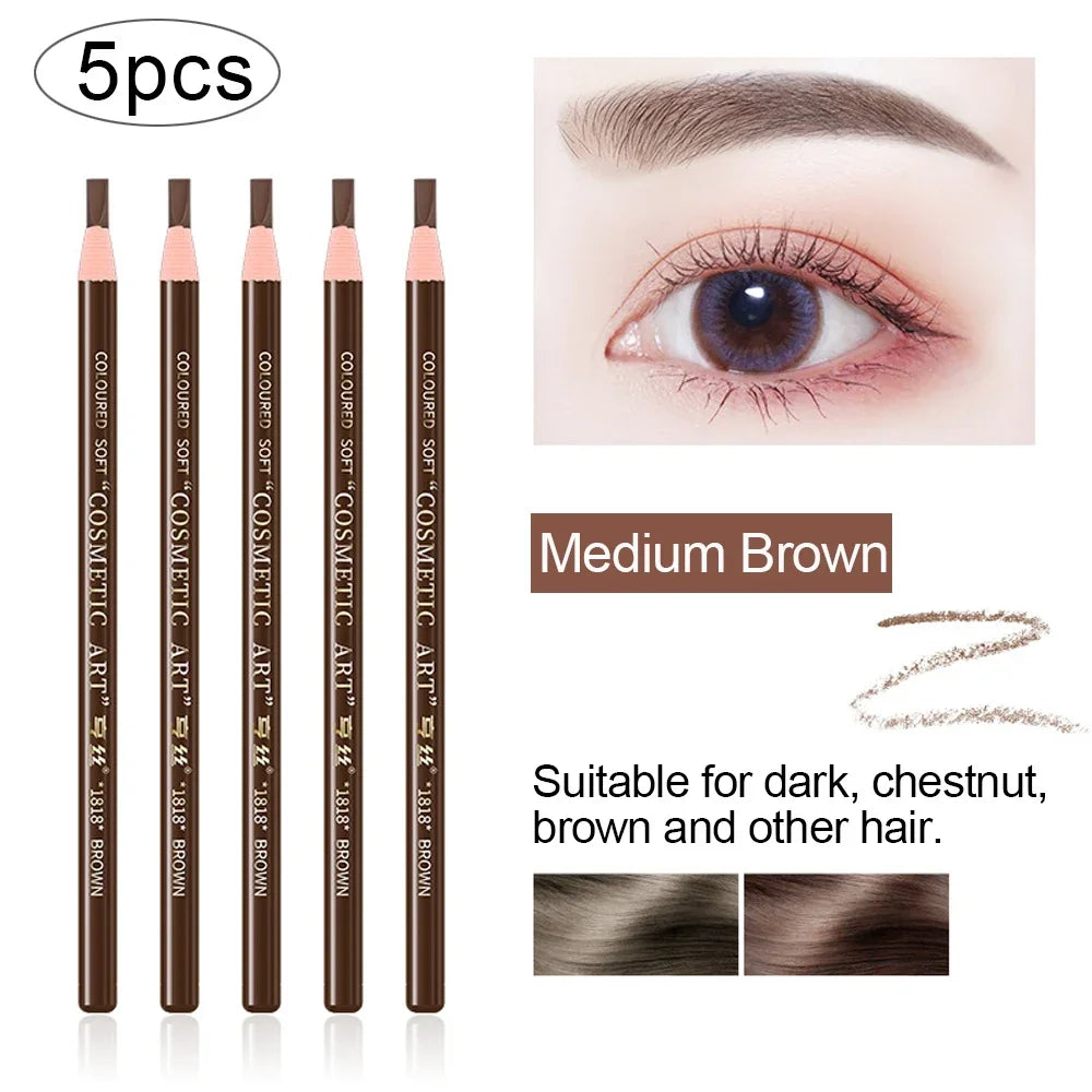 LuxuryGlow 5pcs Professional Microblading Eyebrow Pencil Set — Waterproof & Long-Lasting