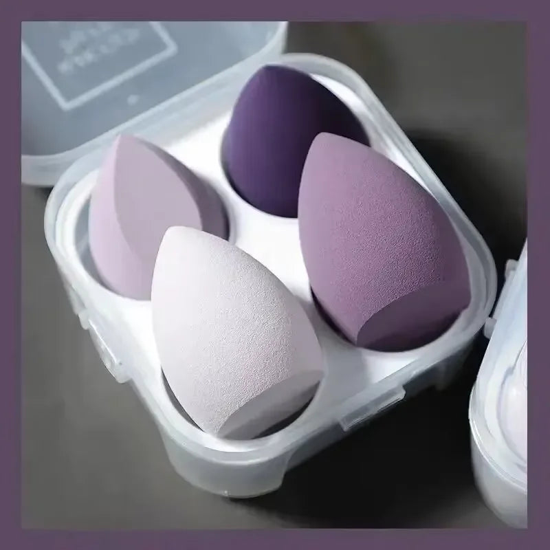 Juego de 7 esponjas de maquillaje con degradado LuxuryGlow con caja de cartón para guardar huevos: suaves y reutilizables.