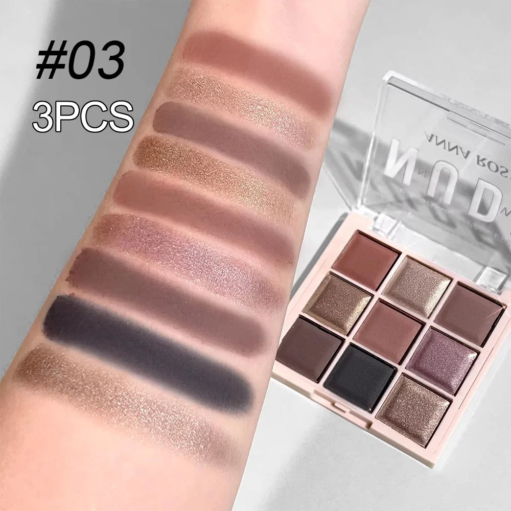 LuxuryGlow 9-Color Eyeshadow Palette – Matte, Shimmer & Glitter Milk Tea Shades | Waterproof, Long-Lasting Daily Makeup