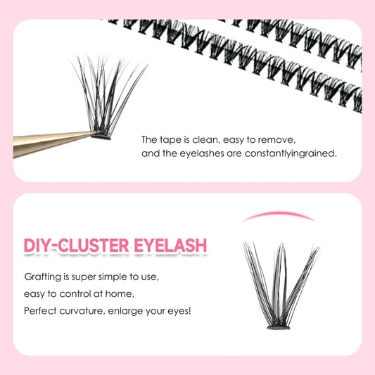 MAN'JE'SEN DIY Lash Extension Kit – 200PCS Cluster Lashes with Bond & Seal, Waterproof