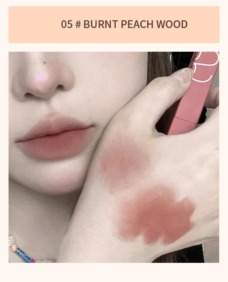 Lápiz labial mate HERORANGE TX010: resistente al agua y al sudor, 2 en 1 para labios y mejillas