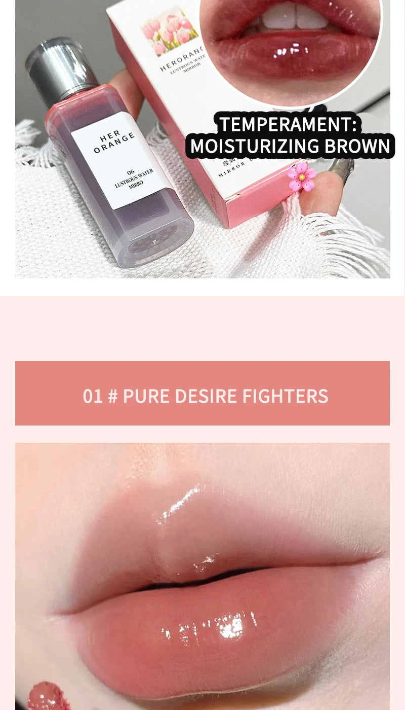 Laca de labios Crystal Gloss de HERORANGE: brillo cristalino, duradero y no pegajoso.