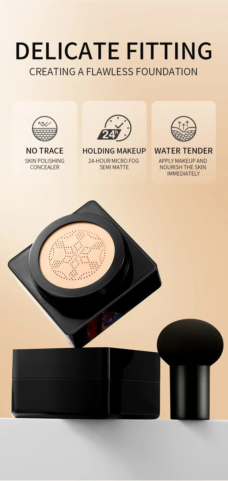 كريم LIDORIA Mushroom Head Air Cushion CC - كريم أساس للتحكم في الزيوت، ومرطب