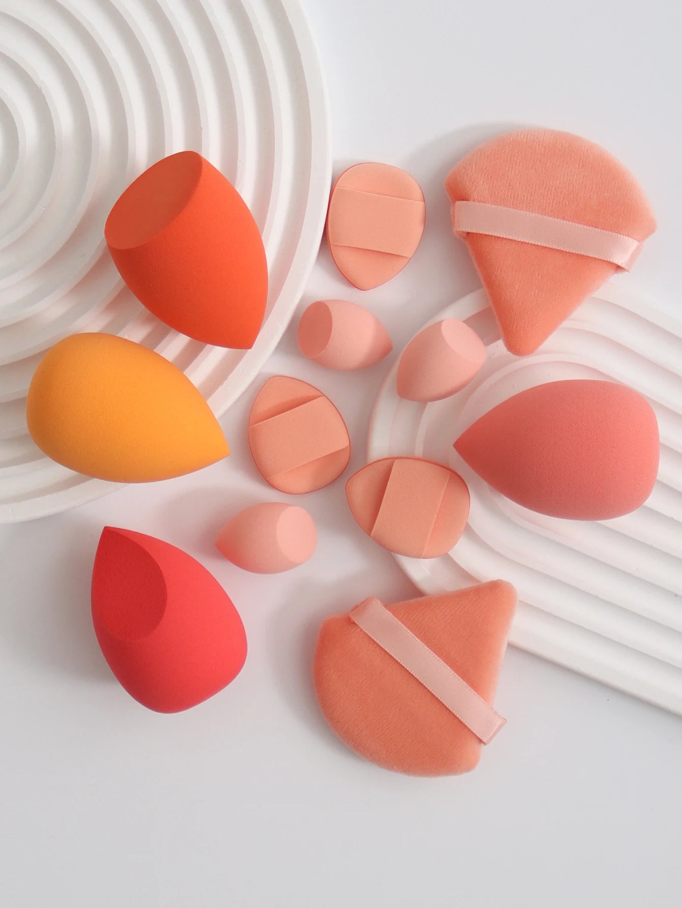 Esponjas de maquillaje de doble uso Luxury Glow, 12 unidades, con frasco de almacenamiento – Sin látex
