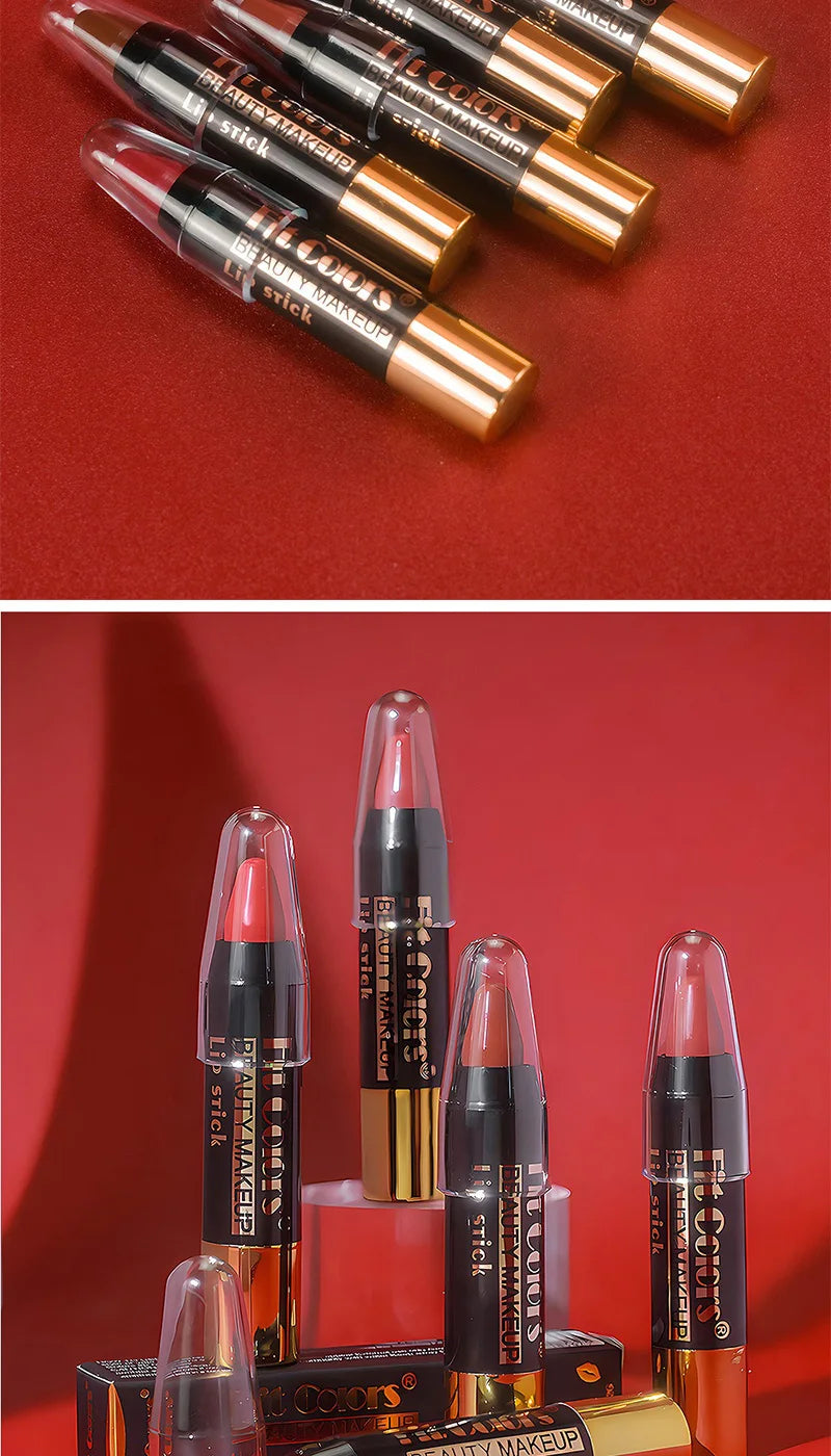 Set de lápices labiales LuxuryGLOW Fit Colors Velvet: 6 tonos, resistentes al agua e hidratantes