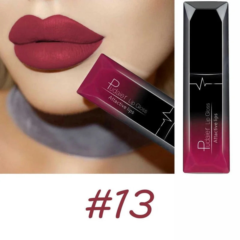 Lápiz labial líquido mate de larga duración LuxuryGlow de 17 colores: crema labial resistente a las manchas