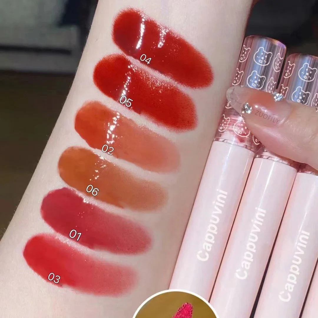 Brillo de labios con efecto espejo en rosa cereza LuxuryGlow: aceite labial hidratante con brillo de cristal