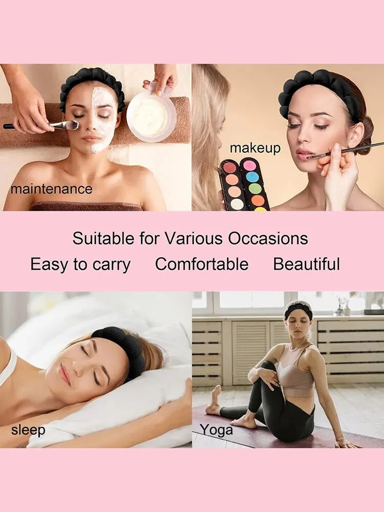 LuxuryGlow Soft Cloud Hair Band Set – 3pcs Fluffy Headbands for Makeup & Skincare