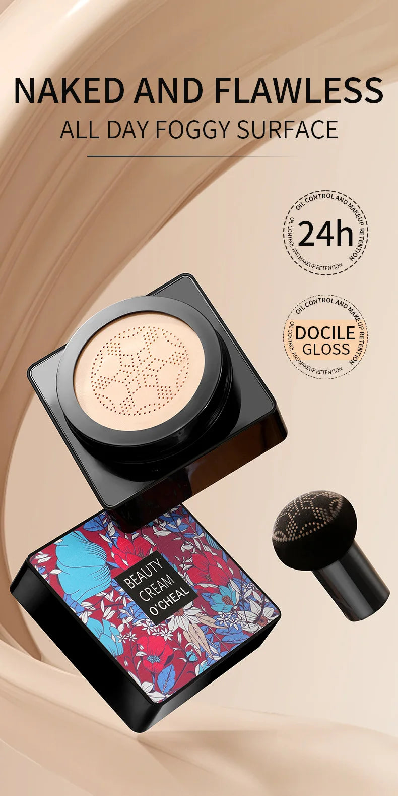 كريم LIDORIA Mushroom Head Air Cushion CC - كريم أساس للتحكم في الزيوت، ومرطب