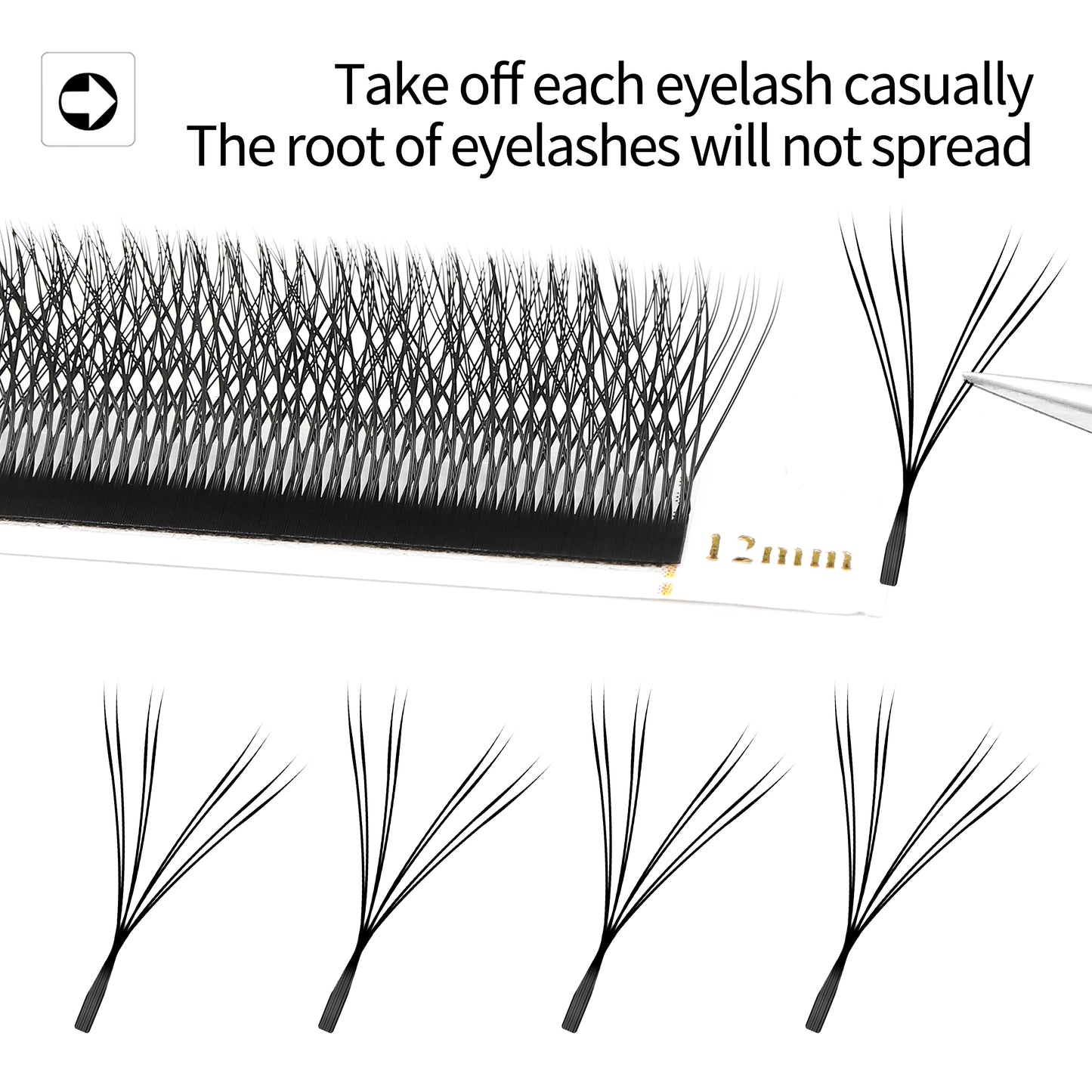 XIUSUZAKI W-Shaped Premade Fan Eyelash Extensions – 2D to 8D Automatic Blooming Lashes C150