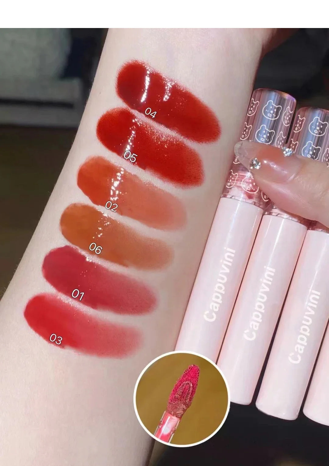 Brillo de labios con efecto espejo en rosa cereza LuxuryGlow: aceite labial hidratante con brillo de cristal