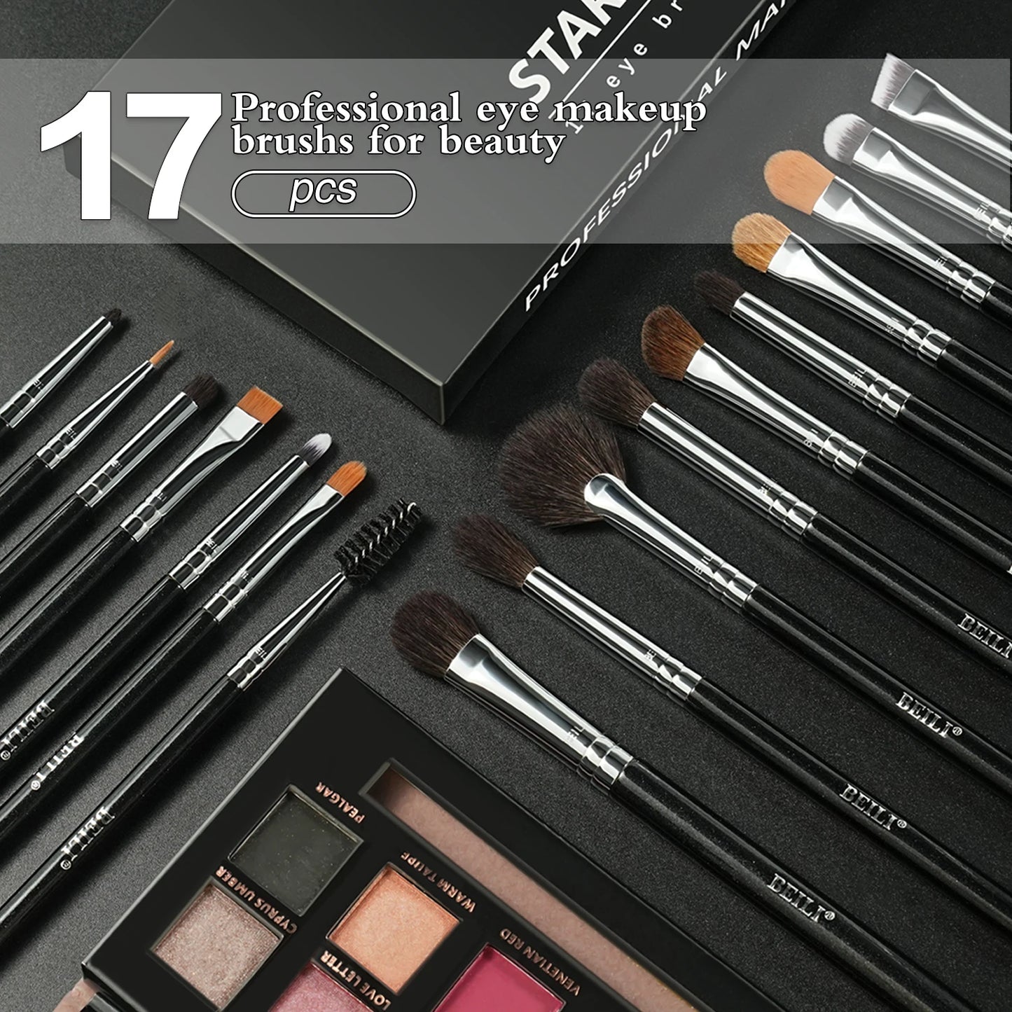 BEILI 30pcs Black Makeup Brush Set – Goat Hair & Synthetic Professional Kit C150