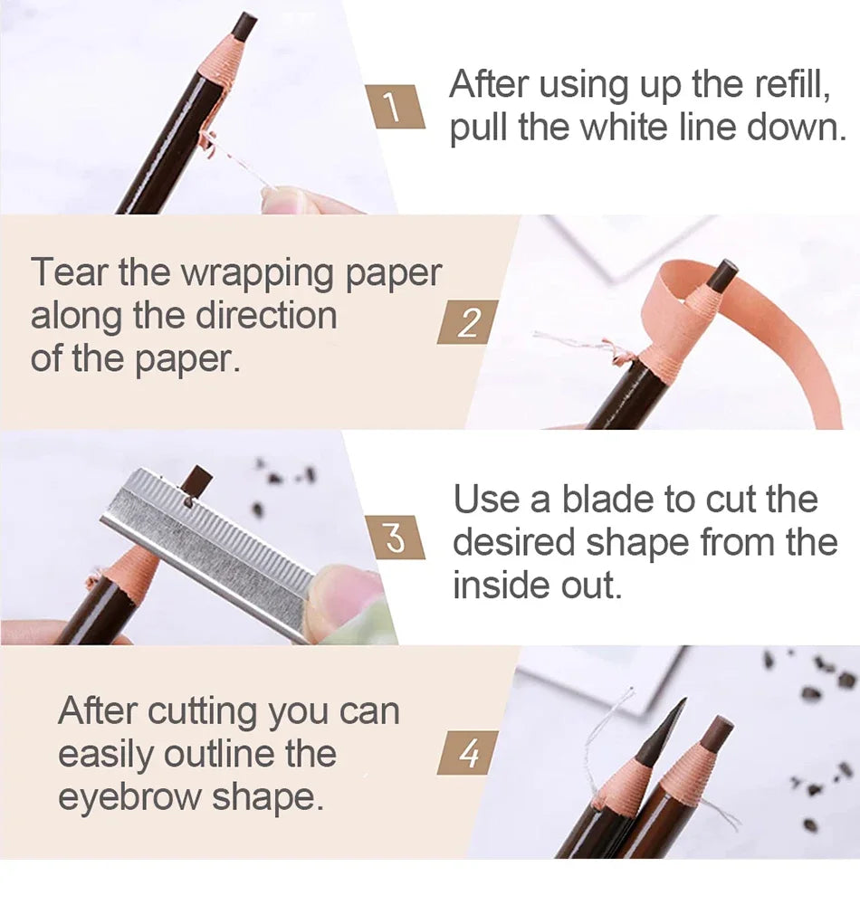 LuxuryGlow 5pcs Professional Microblading Eyebrow Pencil Set — Waterproof & Long-Lasting