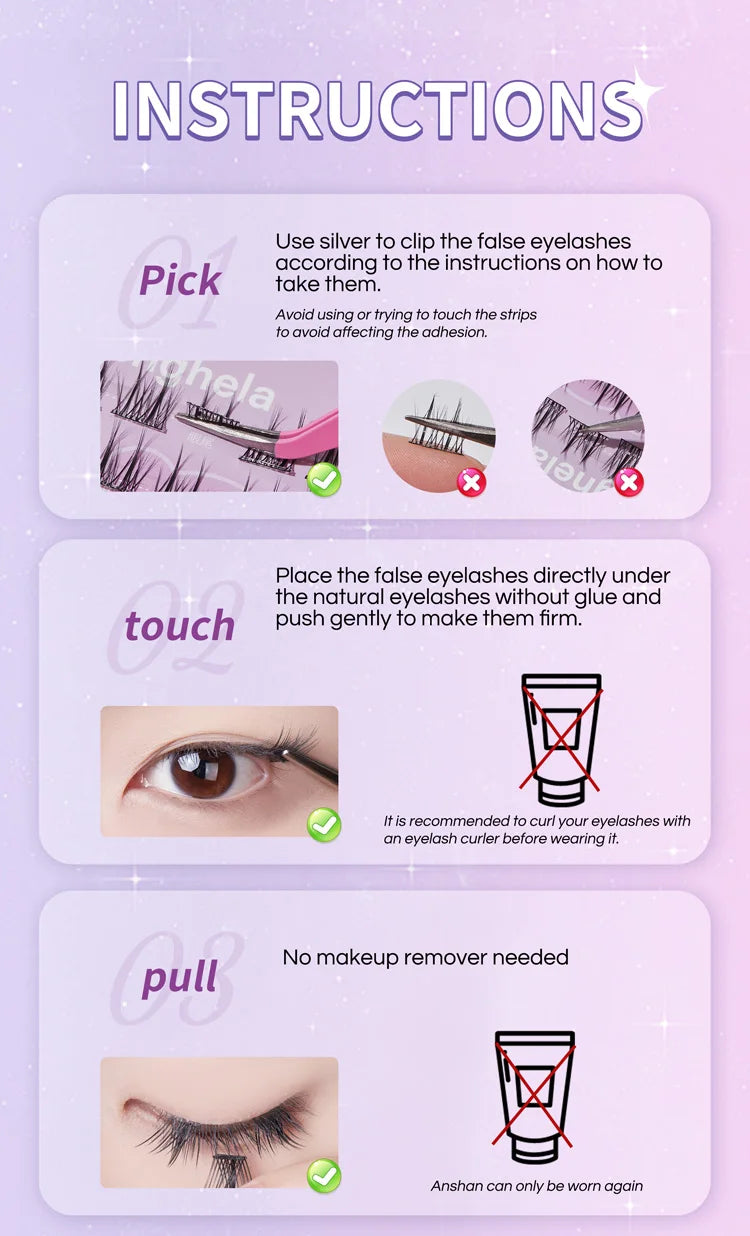 LuxuryGlow Fairy Glue-Free DIY False Eyelashes | Easy Rebound & No-Removal Lashes