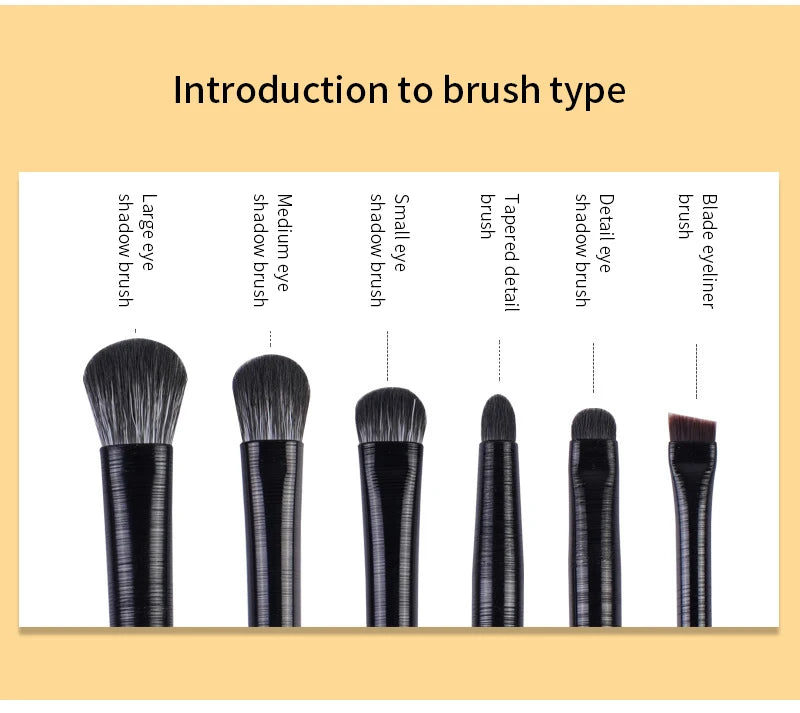 LuxuryGlow 6PCS Natural Eye Makeup Brush Set – Eyeshadow, Eyebrow & Eyeliner Tools