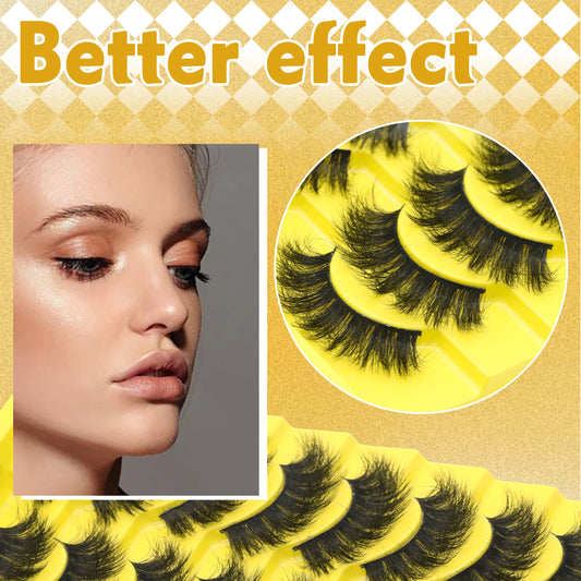 رموش MAN'JE'SEN الروسية الرقيقة 5D - 10 أزواج من الرموش الشريطية الكثيفة المصنوعة يدويًا