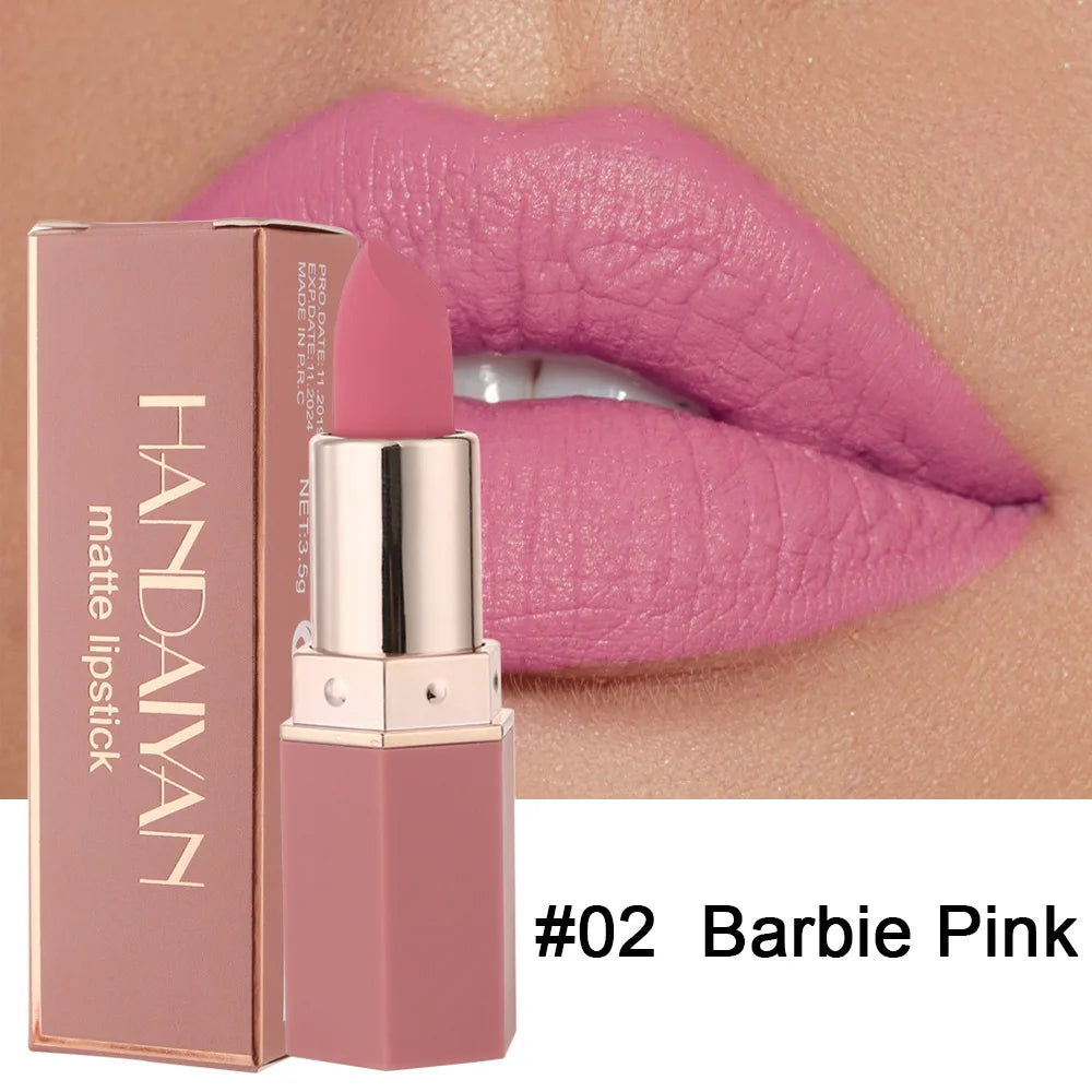 Handaiyan 6-Color Matte Velvet Lipstick Set – Waterproof, Long-Lasting Nude & Red Shades
