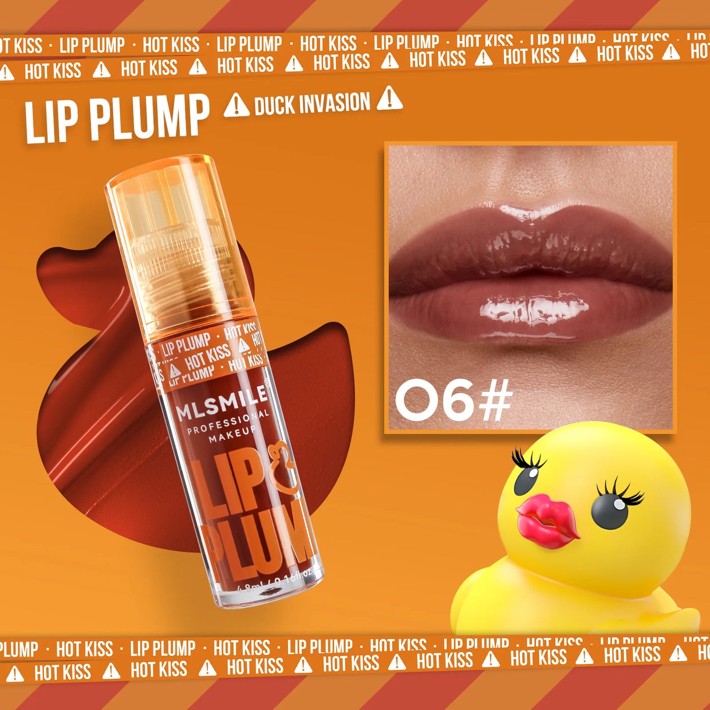 MLSMILE Aceite hidratante para labios con efecto voluminizador de pato: brillo hidratante de larga duración
