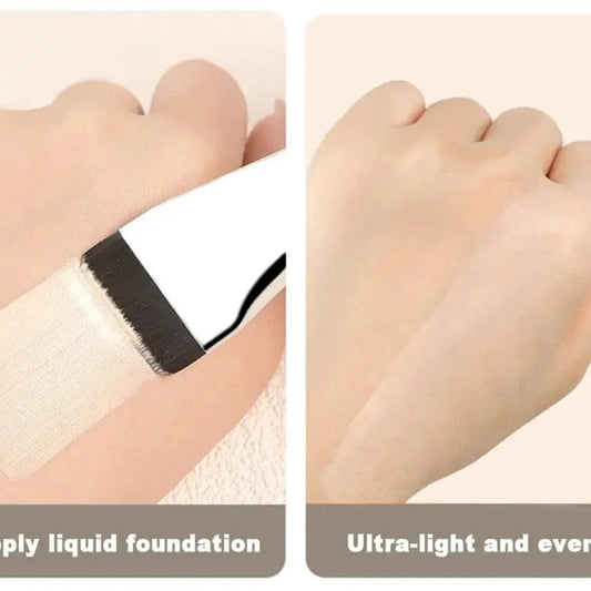 Espátula y brocha de maquillaje de acero inoxidable LuxuryGlow: herramienta para mezclar base y crema