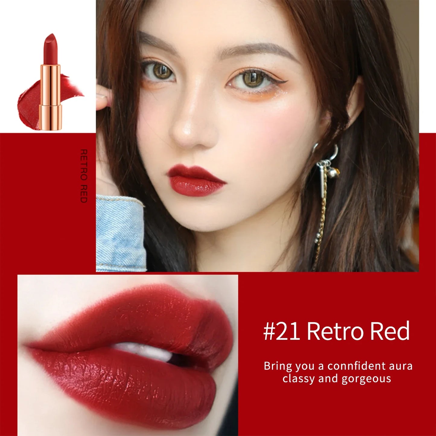 LUXURYTO - Juego de 3 labiales mate con bolsa plateada - Duraderos y resistentes al agua
