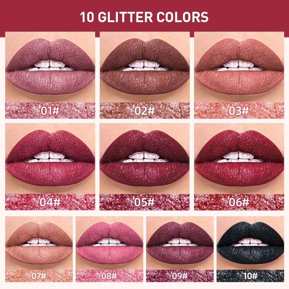Brillo de labios con brillo de diamante QIBEST: resistente al agua, duradero y brillante.