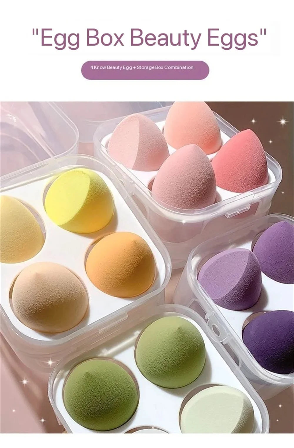 LuxuryGlow 4PCS Soft Makeup Sponge Blender Set – Flawless Foundation & Powder Puff