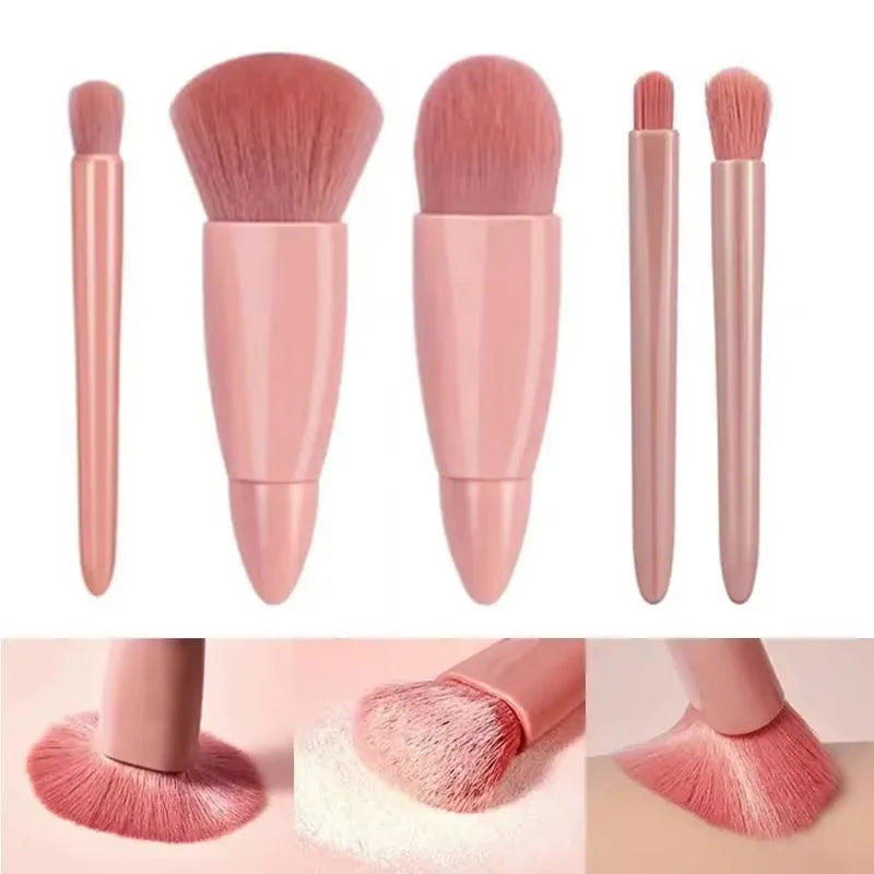 RELI 5-Piece Mini Travel Makeup Brush Set – Compact Cosmetic Brushes with Case & Mirror