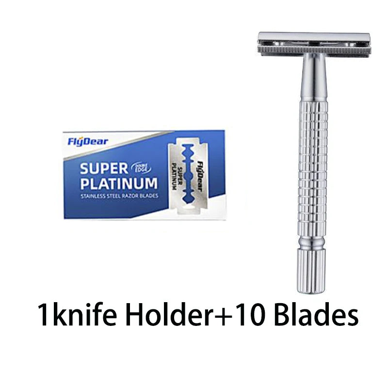 LuxuryGlow Stainless Steel Double-Blade Safety Razor – Manual Shaving Razor for Men