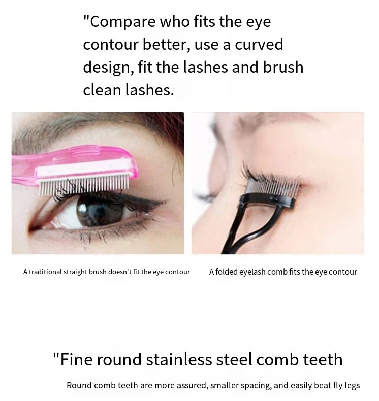 LuxuryGlow Stainless Steel Eyelash Separator & Curler | Metal Teeth Mascara Comb