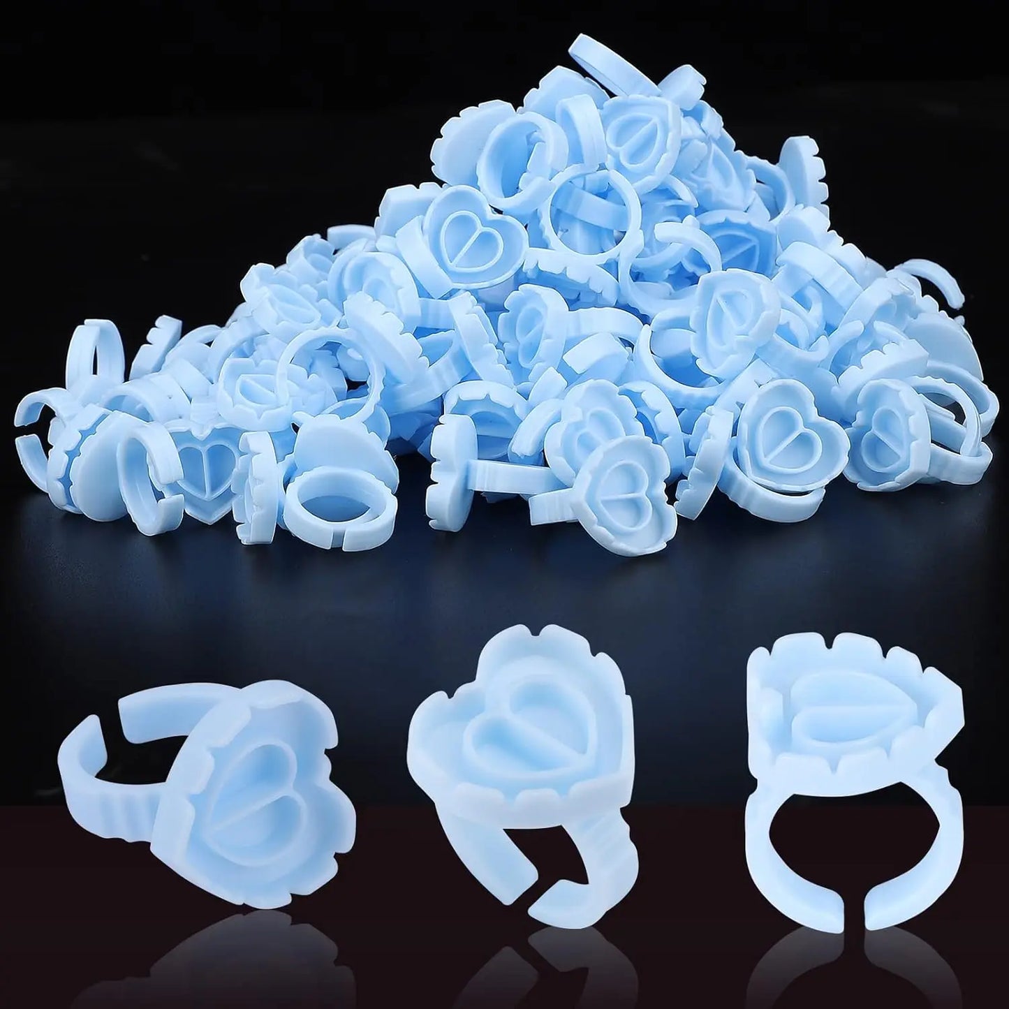 FOEONCO 100PCS Disposable Heart-Shaped Glue Rings – Eyelash & Tattoo Pigment Cups