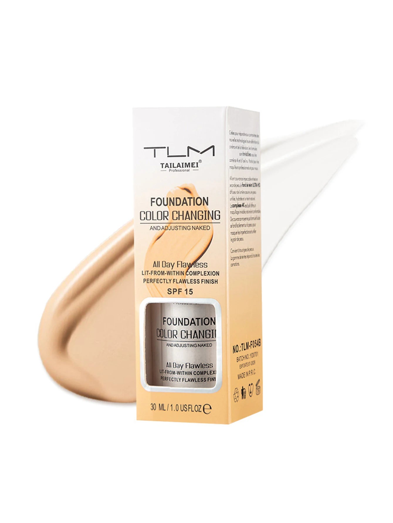 Base de maquillaje líquida LuxuryGlow Warm Change: resistente al agua, con control de grasa y protección FPS