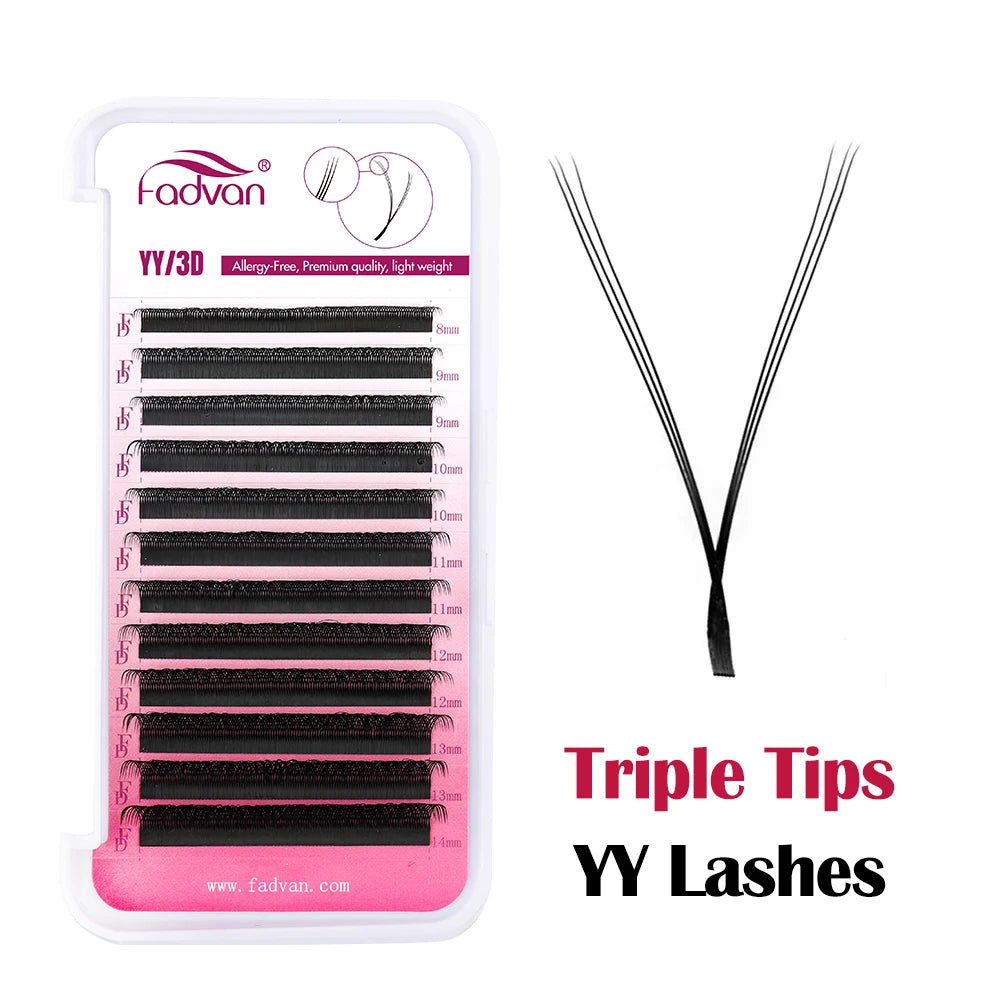 Fadvan 2D/3D YY Shape Premade Volume Eyelash Extensions – Natural Soft 0.07mm C/D Curl Lashes