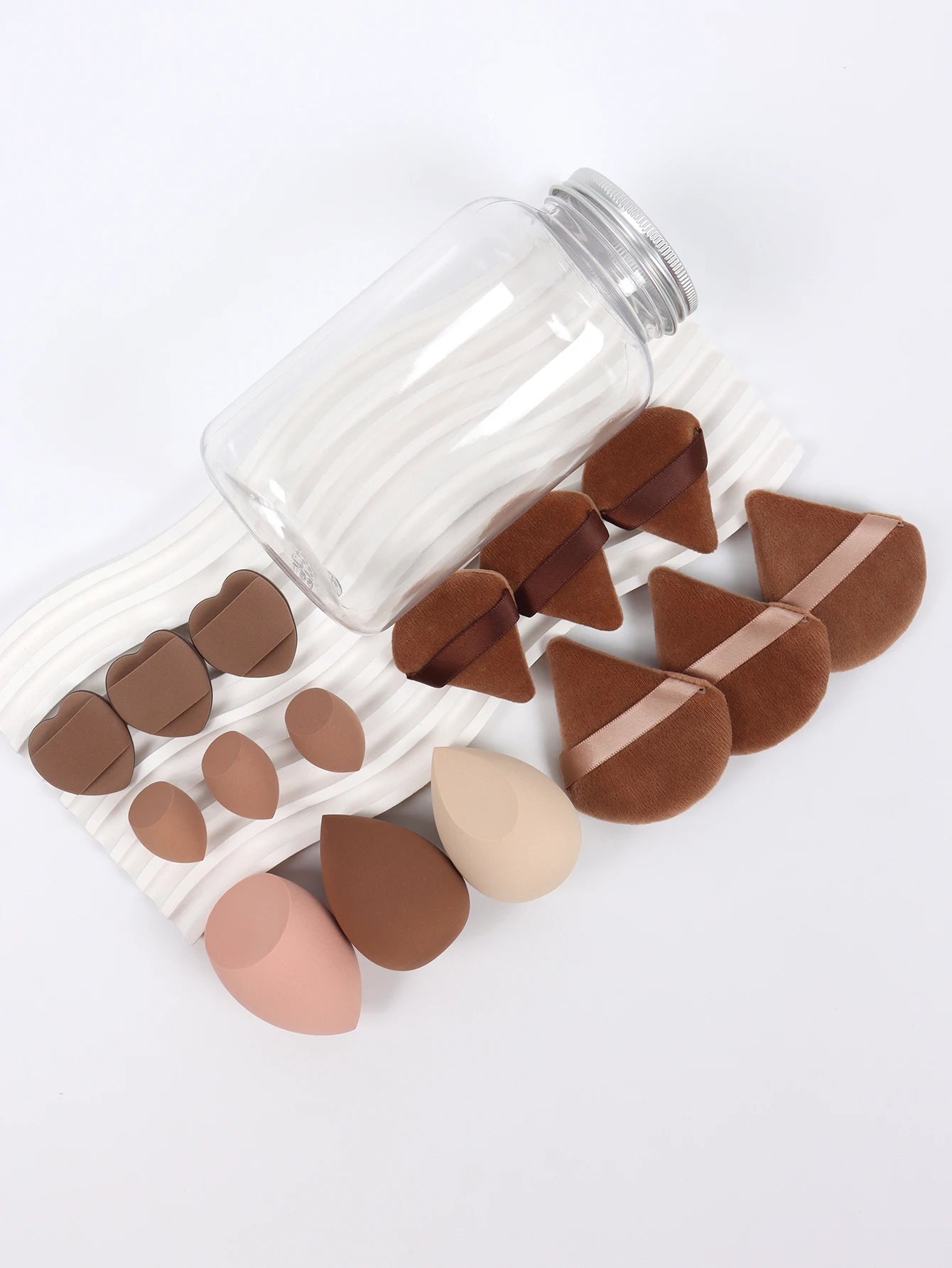 LuxuryGlow All-in-One Makeup Puff Set – 15 Pcs Assorted Beauty Blenders & Powder Puffs