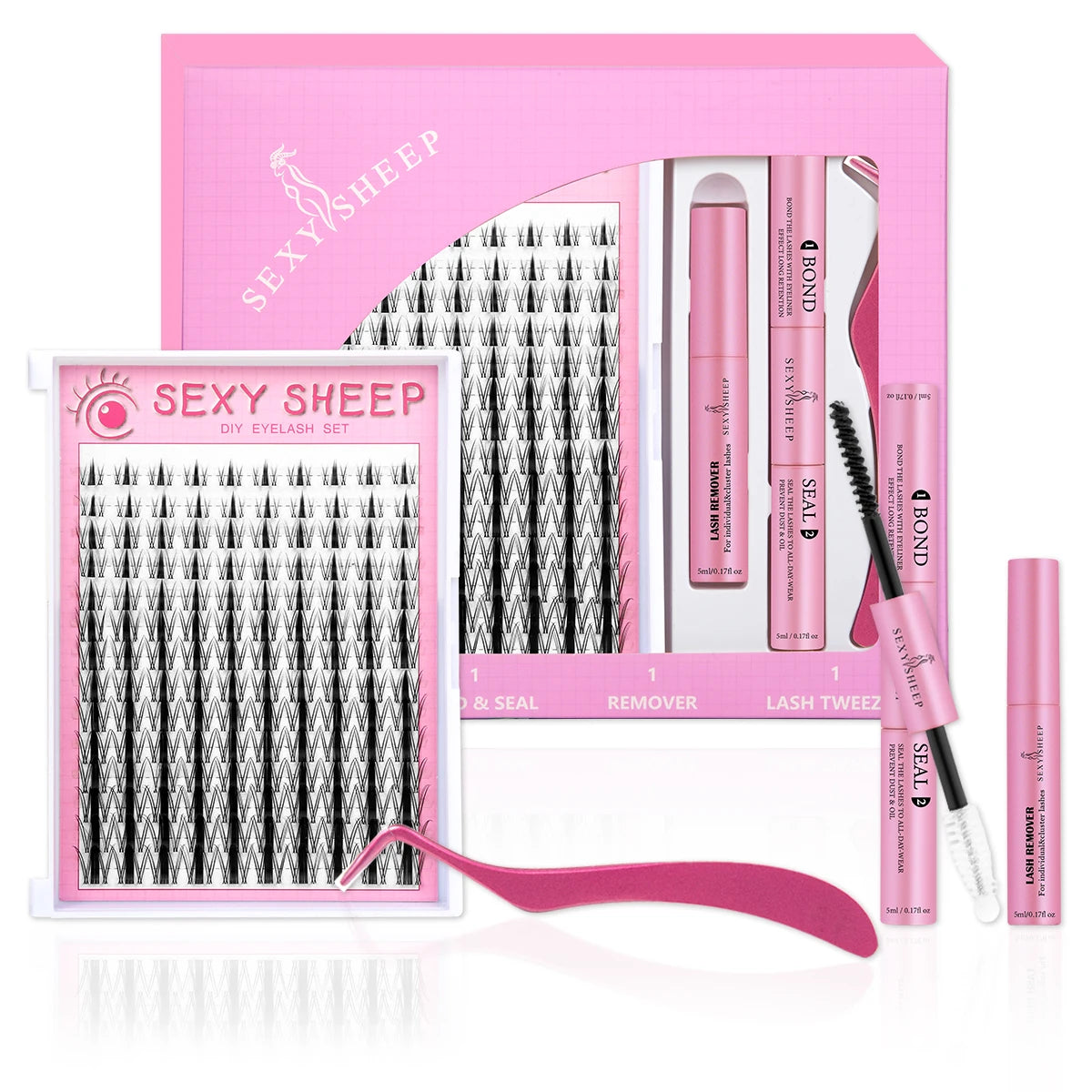 ISEEN DIY Lash Extension Kit – Mixed Lash Clusters with Bond, Remover & Tools