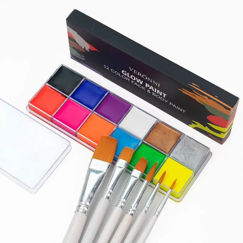 LuxuryGlow 20-Color Face & Body Oil Paint Set – Non-Toxic, Safe for Kids, Halloween & Cosplay Art Kit with Brush