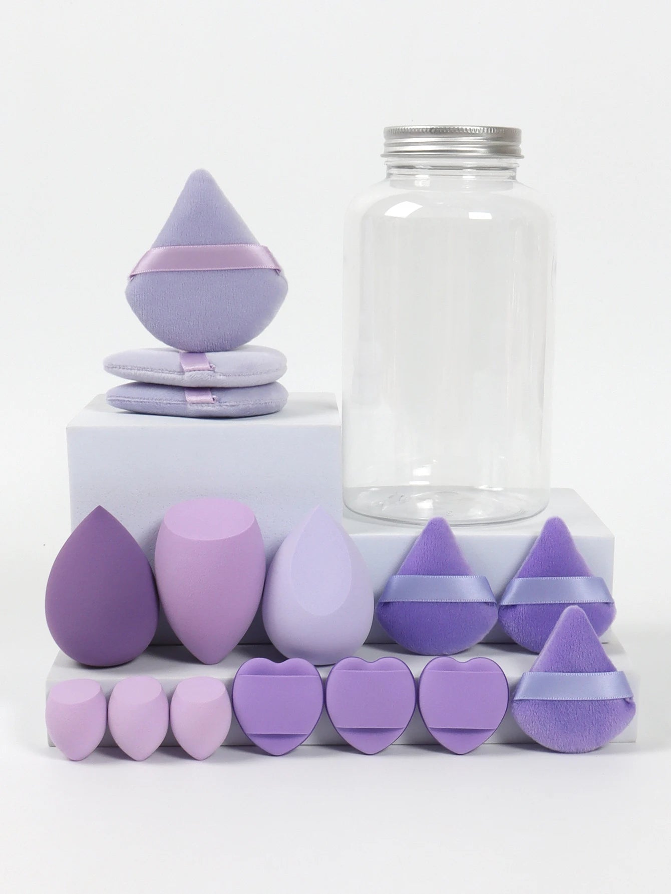 LuxuryGlow All-in-One Makeup Puff Set – 15 Pcs Assorted Beauty Blenders & Powder Puffs
