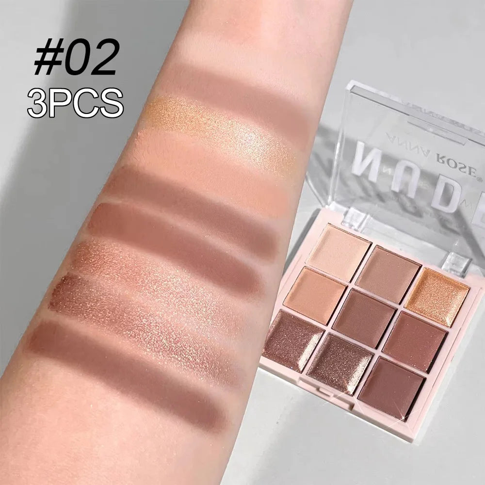 LuxuryGlow 9-Color Eyeshadow Palette – Matte, Shimmer & Glitter Milk Tea Shades | Waterproof, Long-Lasting Daily Makeup