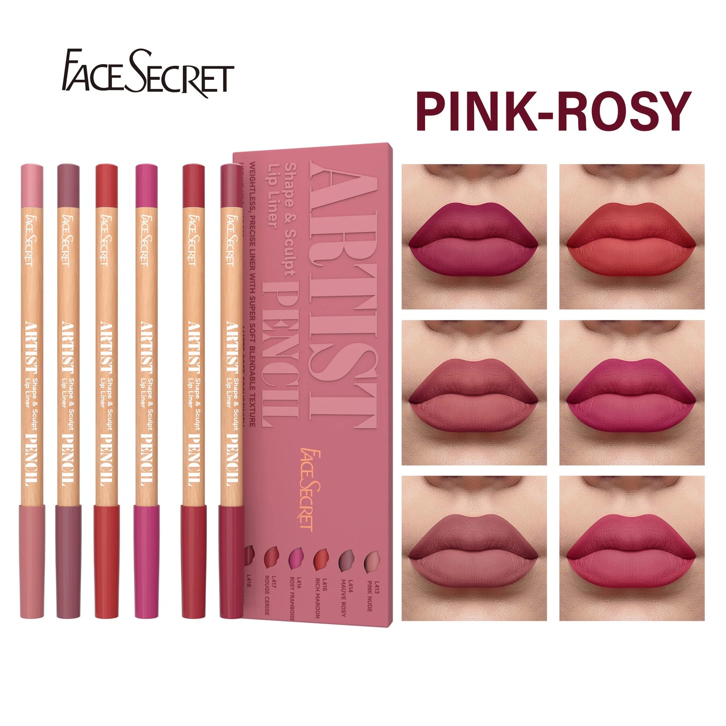 Lápiz delineador de labios LuxuryGlow Face Secret Sculpt: set de delineador de labios mate, duradero y resistente al agua