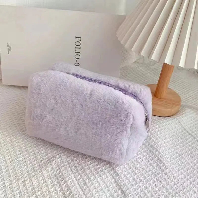 LuxuryGlow Soft Plush Makeup Bag – Stylish, Spacious & Travel-Friendly Cosmetic Organizer