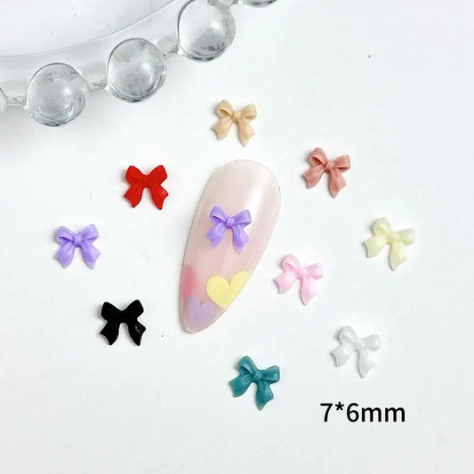 LuxuryGlow 50Pcs 3D Resin Bowknots Nail Art Decorations – Mini Acrylic Ribbon Charms for DIY Nails