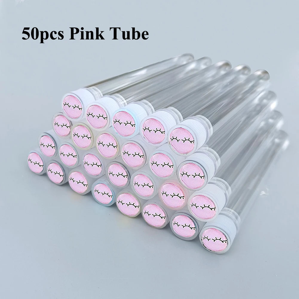 LuxuryGlow 50Pcs Reusable Eyebrow & Eyelash Brush Tubes – Dustproof Sparkling Makeup Brush Holders