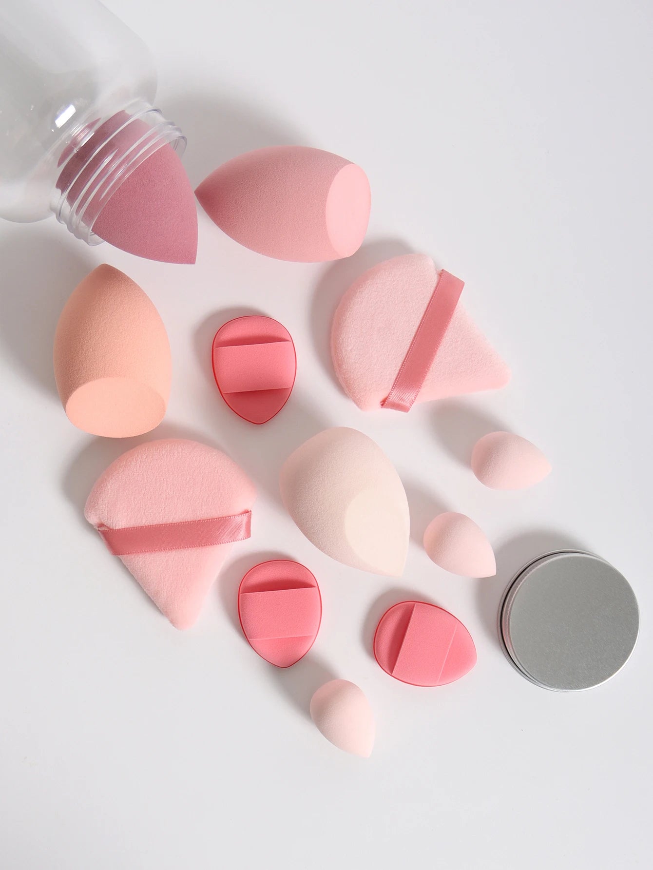 Esponjas de maquillaje de doble uso Luxury Glow, 12 unidades, con frasco de almacenamiento – Sin látex
