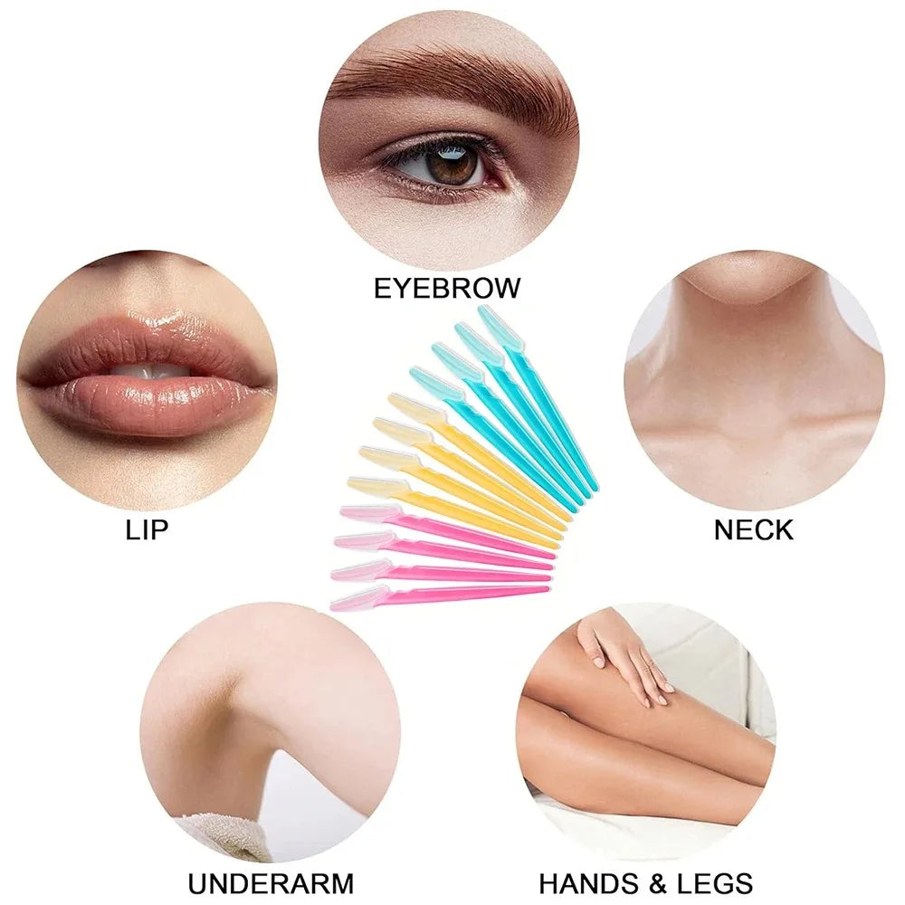 LuxuryGlow 5/10/20Pcs Eyebrow & Face Razors for Women & Men – Safe Hair Trimmer with Protective Cover