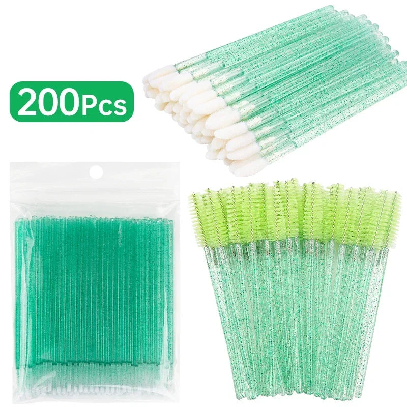 RUZOFO 200pcs Disposable Lash Brushes & Applicators Kit – Spoolies, Lip Wands, Micro Swabs