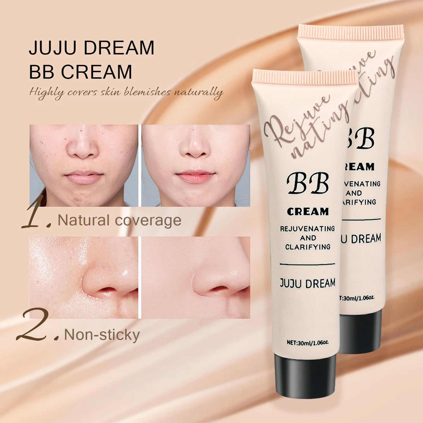 JUJU Dream BB Cream — Moisturizing, Oil Control & Long-Lasting Foundation