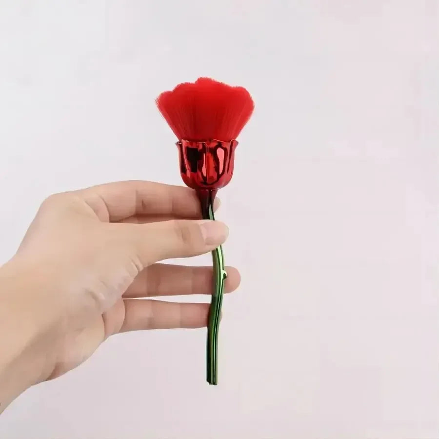 RUZOFO Black Rose Shaped Loose Powder Makeup Brush – Soft Face & Nail Dust Tool