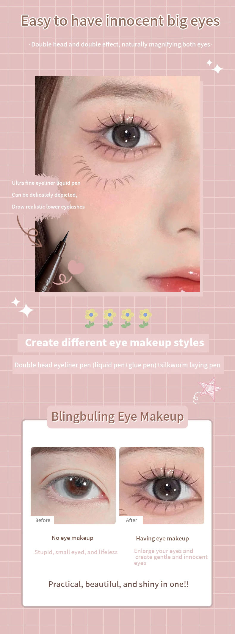 MAXFINE Double-Head Eyeliner Pen – Waterproof Fine Tip & Eye Brightener